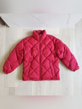 Eddie Bauer Goose Down Puffer Jacket Womens XS Red Quilted Coat